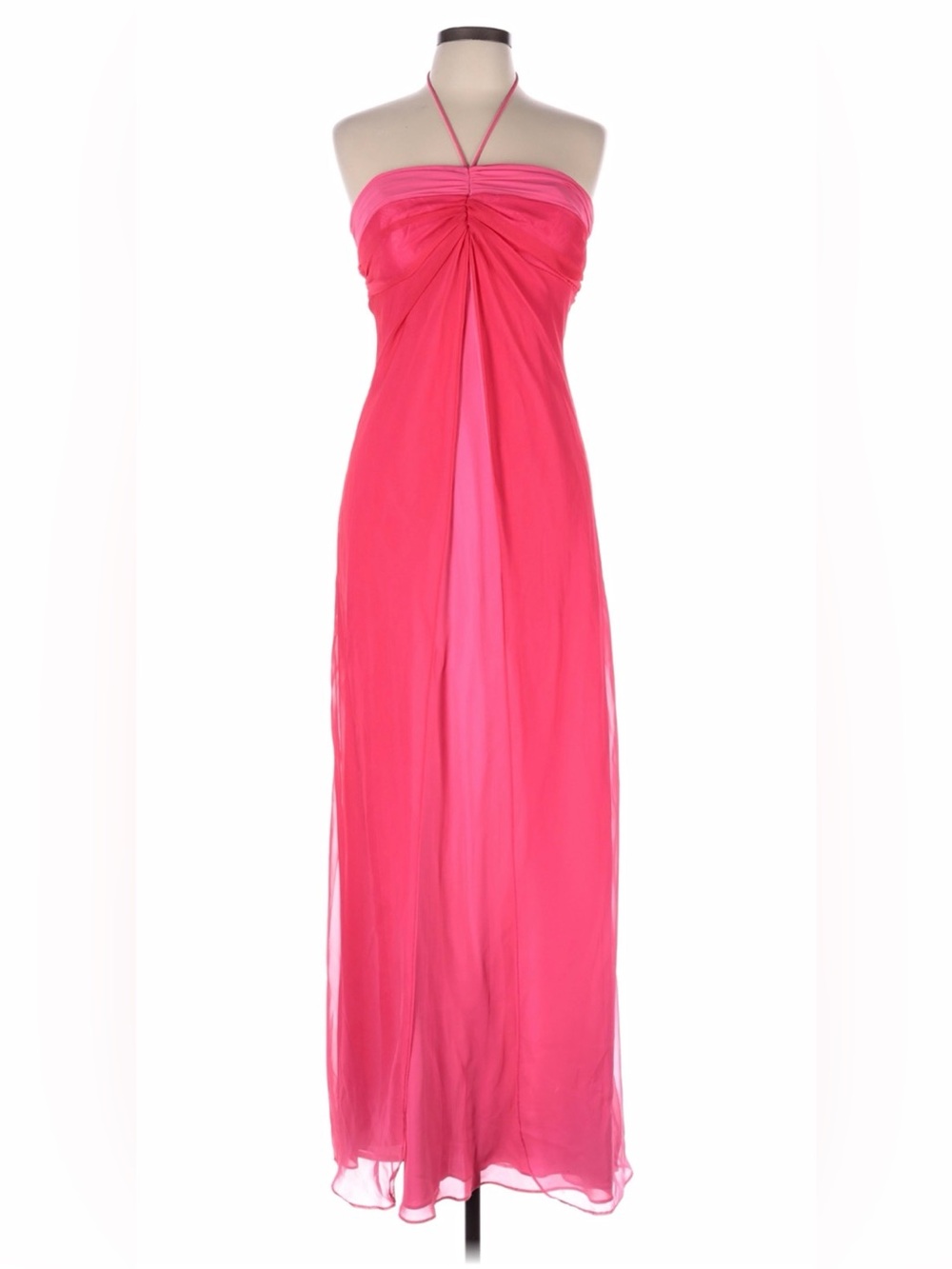 Betsy & Adam Strapless Halter Maxi Dress in Hot Pink